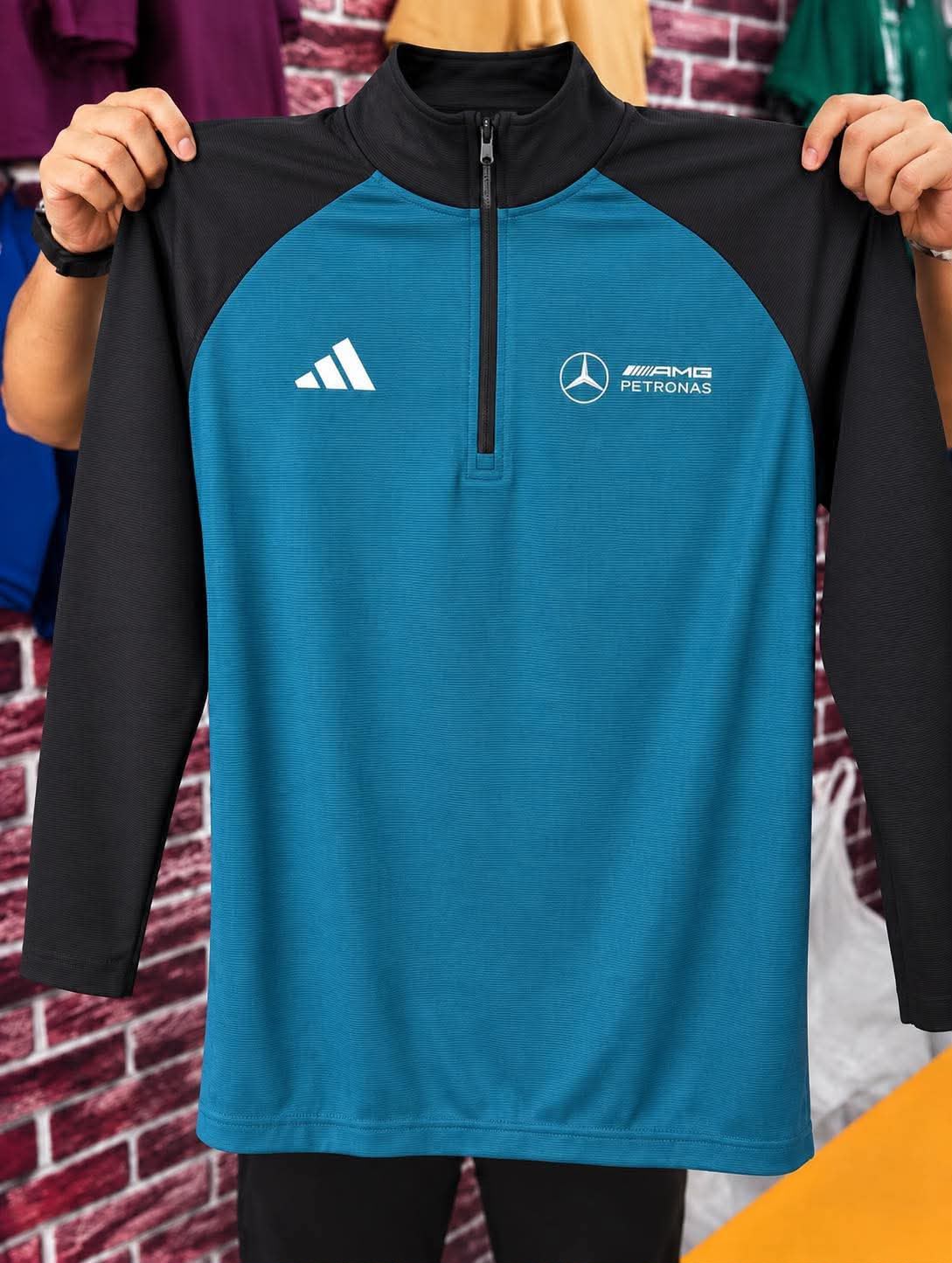HIGH NECK ZIPPER SWEATSHIRT (petrol)