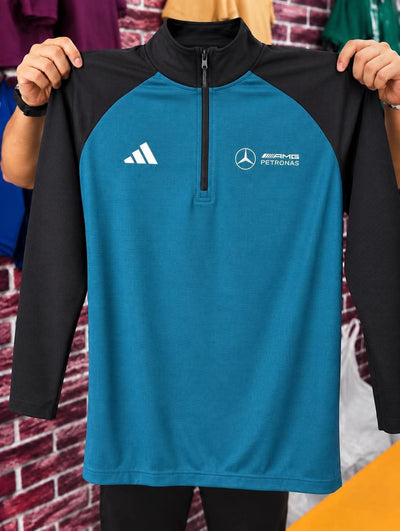 HIGH NECK ZIPPER SWEATSHIRT (petrol)