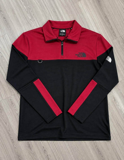 Half-Zip Full Sleeve Polo Textured Fabric (red)
